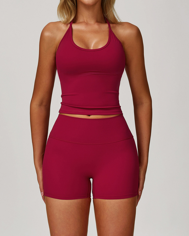 OEM Women Vest And Shorts Sports Yoga Two-piece Sets S-XL