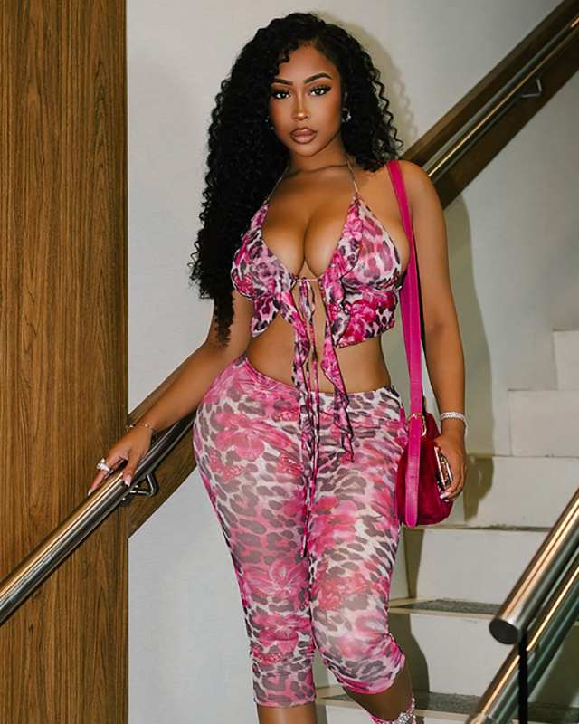 Ruffle Top Bra With Shorts Two Piece Set S-L