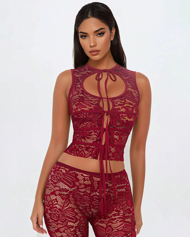 Lace Transparent Women Summer Short Set S-L