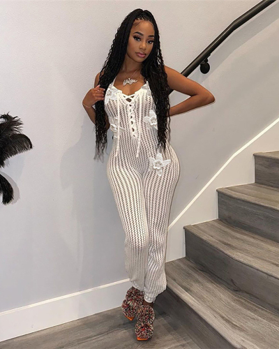 Crochet Women Wholesale Knitted Jumpsuit S-L