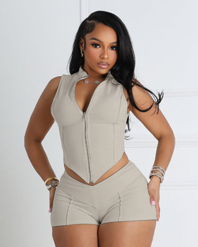 Sporty Women New Fashionable Two Piece Short Set S-L