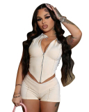 Sporty Women New Fashionable Two Piece Short Set S-L
