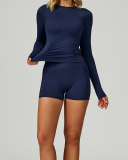 Women OEM Customize Activewear Long Sleeve Ruched Sport Top S-XL
