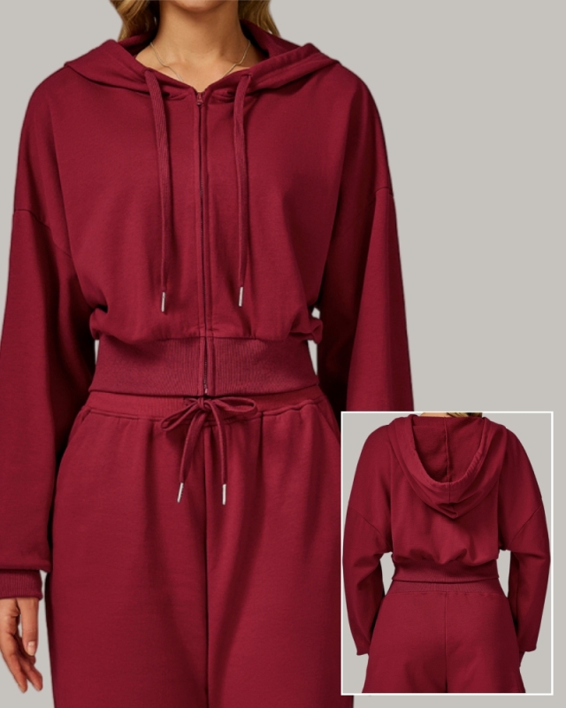 Women OEM Customize Long Sleeve Hoodies Zipper Coat Black Red Coffee Blue Pink S-XL