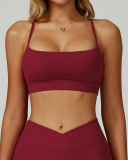Women Customized Logo Criss Cross Sling Running Fitness Sports Bra Black Red Coffee Blue Pink S-XL