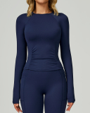 Women OEM Customize Activewear Long Sleeve Ruched Sport Top S-XL