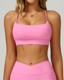 Women Customized Logo Criss Cross Sling Running Fitness Sports Bra Black Red Coffee Blue Pink S-XL