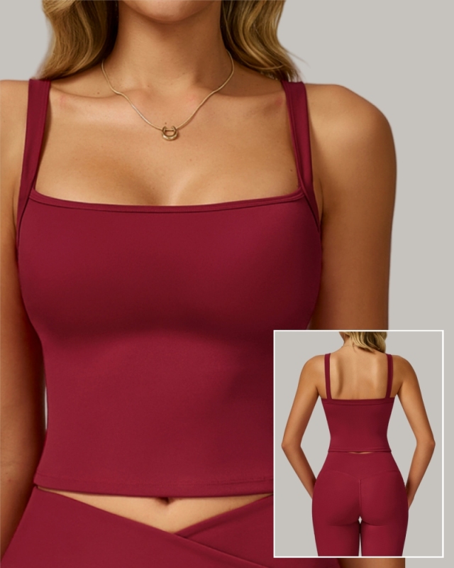 Women OEM Logo Square Neck Sports Vest S-XL