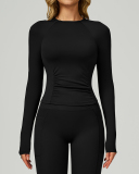 Women OEM Customize Activewear Long Sleeve Ruched Sport Top S-XL