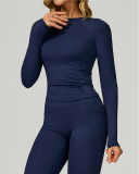 Women OEM Customize Activewear Long Sleeve Ruched Sport Top S-XL