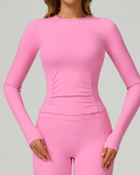 Women OEM Customize Activewear Long Sleeve Ruched Sport Top S-XL