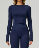 Women OEM Customize Activewear Long Sleeve Ruched Sport Top S-XL