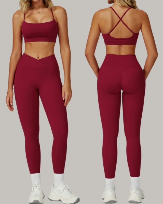 Women Fitness GYM Sports Sling Bra Running Leggings Two Piece Sets S-XL