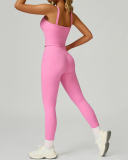 Women OEM Service Solid Color Vest Leggings Two Piece Yoga Sets S-XL