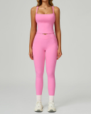Women OEM Service Solid Color Vest Leggings Two Piece Yoga Sets S-XL