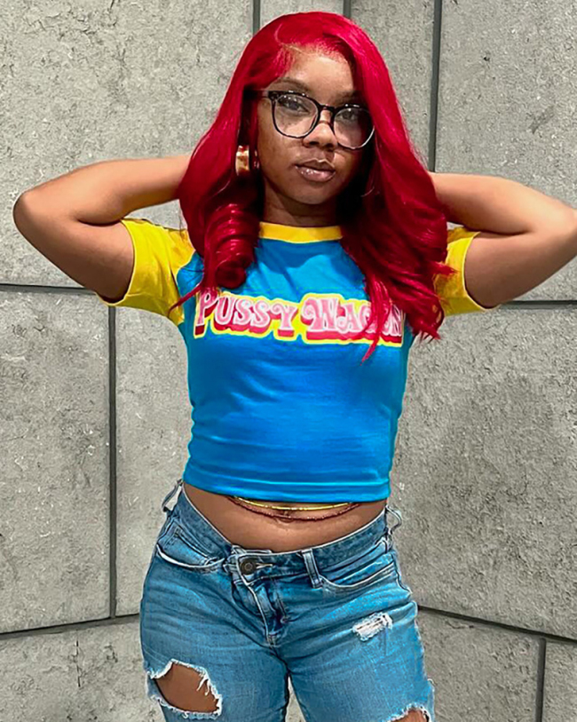 Blue Women Short T Shirt S-L