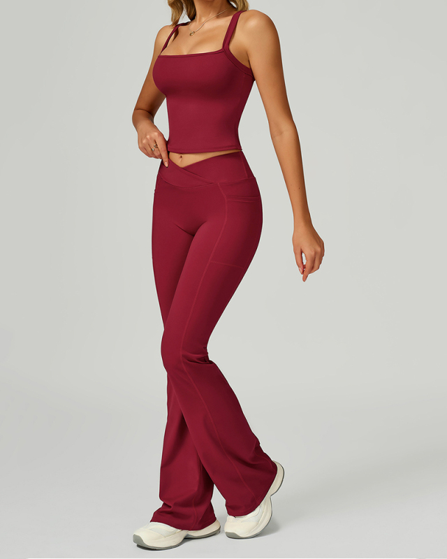 Women China Factory Vest Wide Leg Pants Yoga Two-piece Sets S-XL