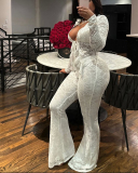 Wholesale Lace Long Sleeve Two Piece Pant Set S-XL