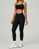 Women Fitness GYM Sports Sling Bra Running Leggings Two Piece Sets S-XL