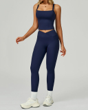 Women OEM Service Solid Color Vest Leggings Two Piece Yoga Sets S-XL