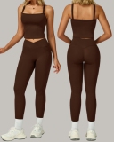 Women OEM Service Solid Color Vest Leggings Two Piece Yoga Sets S-XL
