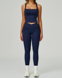 Women OEM Service Solid Color Vest Leggings Two Piece Yoga Sets S-XL