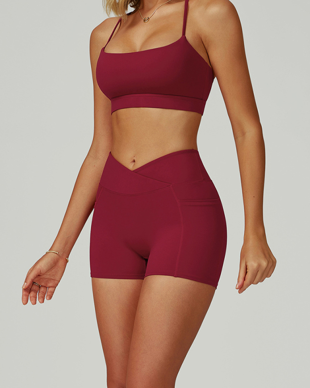 Customize Fitness Women Sports Sling Bra Shorts Yoga Two-piece Sets S-XL