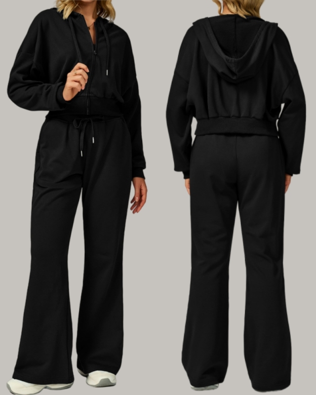 Newest Winter Fall Long Sleeve Running Coat Sports Sweatpants Two Piece Sets Outfits S-XL