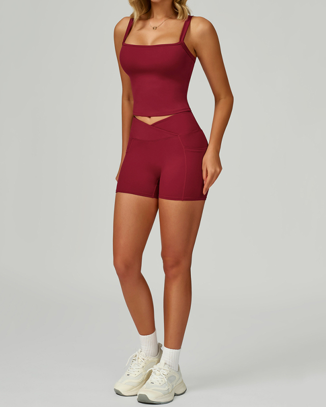 New OEM Sports Vest Running GYM Shorts Yoga Two-piece Sets S-XL