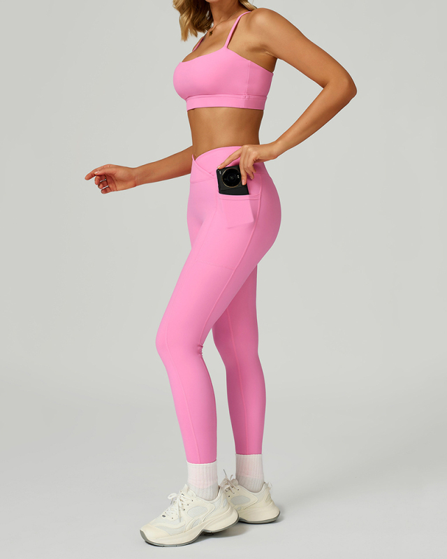 Women Fitness GYM Sports Sling Bra Running Leggings Two Piece Sets S-XL