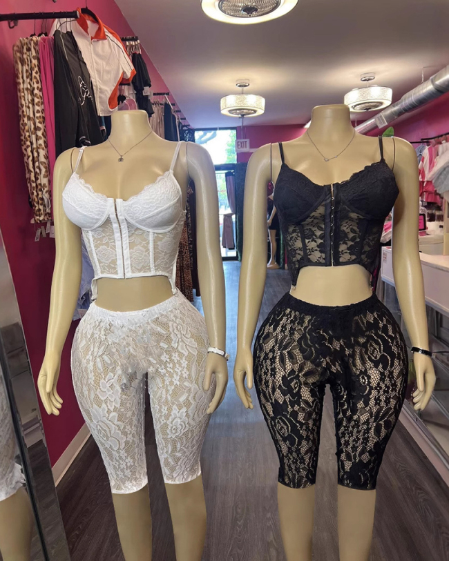 Lace Ladies Sexy Two Piece Pant Set S-L