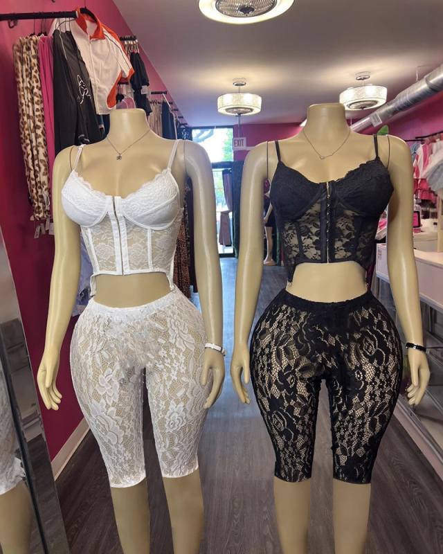 Lace Ladies Sexy Two Piece Pant Set S-L