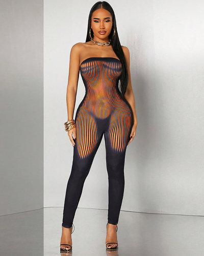 Strapless Printed Women Wholesale Jumpsuit S-L