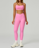 Women Fitness GYM Sports Sling Bra Running Leggings Two Piece Sets S-XL