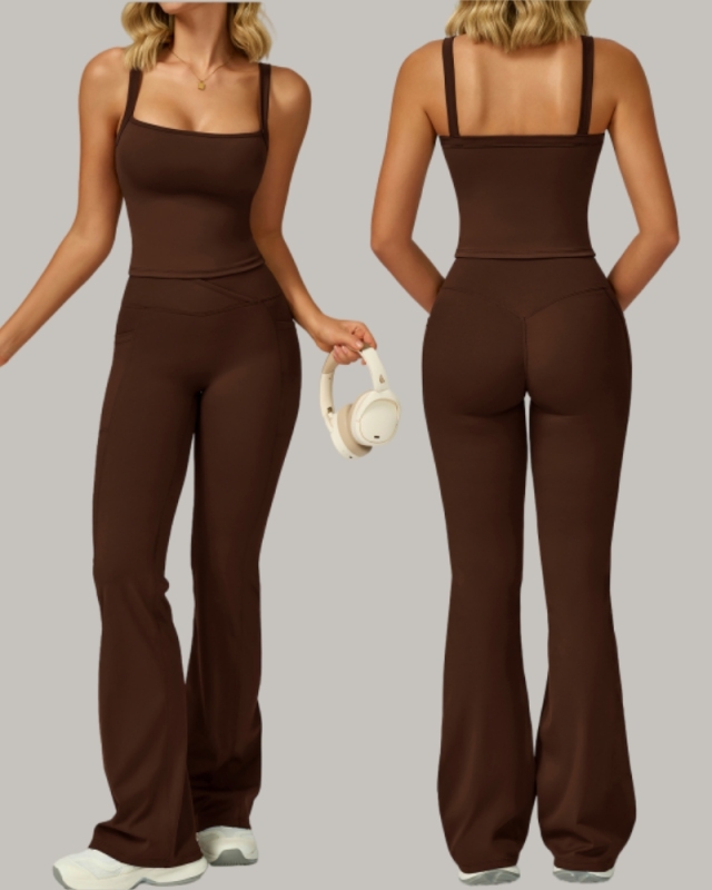 Women China Factory Vest Wide Leg Pants Yoga Two-piece Sets S-XL