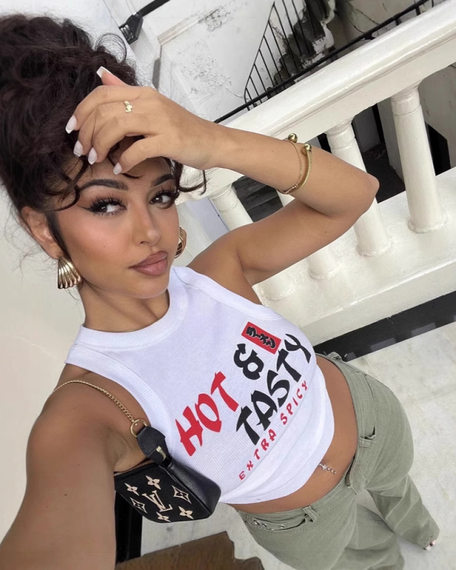 Letter Printed Hot Summer Y2K Short Vest S-XL