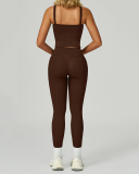Women OEM Service Solid Color Vest Leggings Two Piece Yoga Sets S-XL