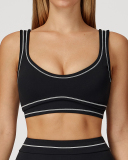 Women Contrast Color Sanded High-End U-Shaped Beautiful Back Sports Bra Running Fitness Yoga Bra S-XL