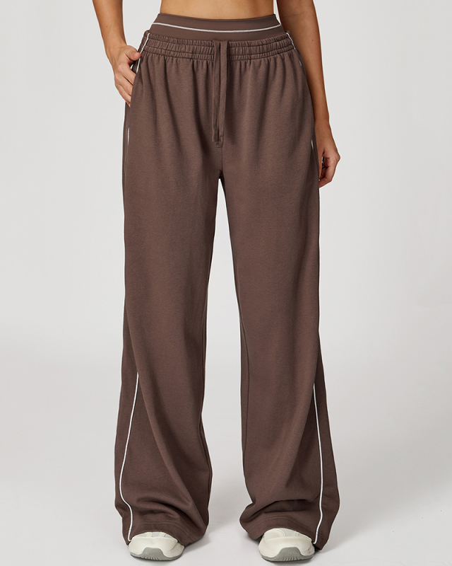 Women Customized Logo Colorblock Running Casual Wide Leg Loose Sweatpants S-XL