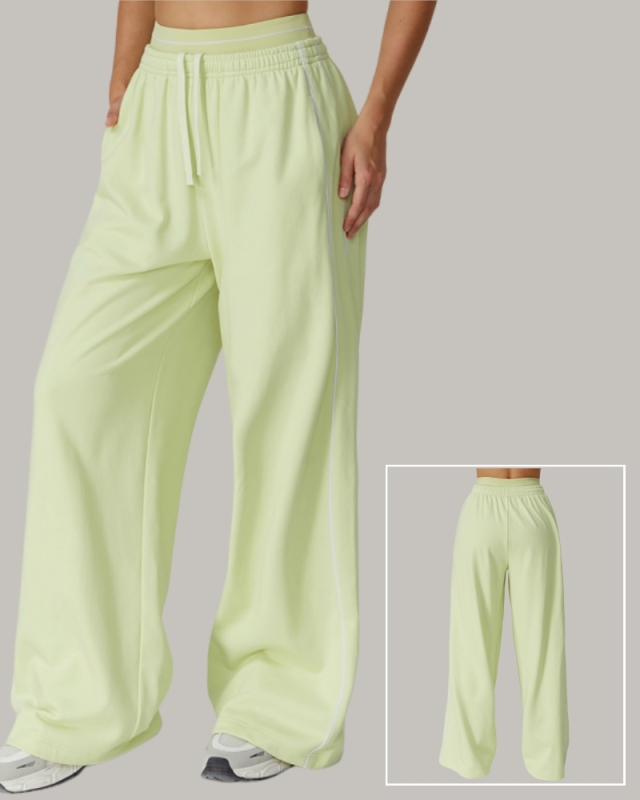 Women Customized Logo Colorblock Running Casual Wide Leg Loose Sweatpants S-XL