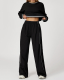 Women Winter Fall Long Sleeve Loose Colorblock Sweatshirt Sweatpants Sets Yoga Two-piece Outfits S-XL