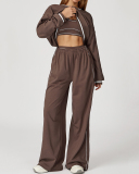 Women Winter Fall Long Sleeve Loose Colorblock Sweatshirt Sweatpants Sets Yoga Two-piece Outfits S-XL