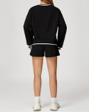 Women Long Sleeve Colorblock Sweatshirt Sweatshorts  Fitness Casual Wear Outdoor Running Two-piece Sets S-XL