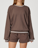Fall Winter Women Long Sleeve Colorblock Casual Outdoor Sports Running Sweatshirt S-XL