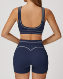 Women Contrast Color Sanded High-End U-Shaped Beautiful Back Sports Bra Running Fitness Yoga Bra S-XL