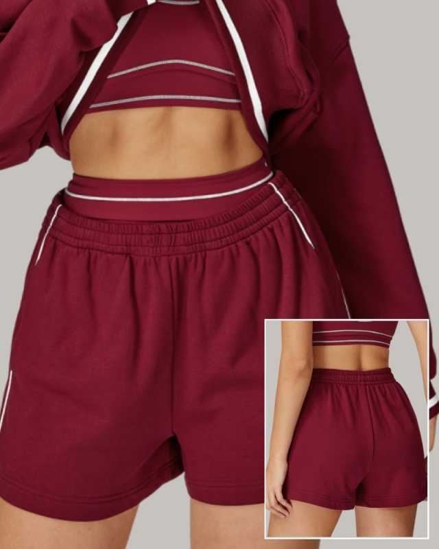 Women High Waist Colorblock Loose GYM Sports Yoga Shorts S-XL