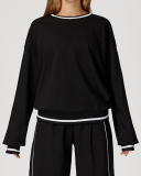Fall Winter Women Long Sleeve Colorblock Casual Outdoor Sports Running Sweatshirt S-XL