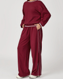 Women Winter Fall Long Sleeve Loose Colorblock Sweatshirt Sweatpants Sets Yoga Two-piece Outfits S-XL