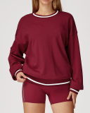 Fall Winter Women Long Sleeve Colorblock Casual Outdoor Sports Running Sweatshirt S-XL