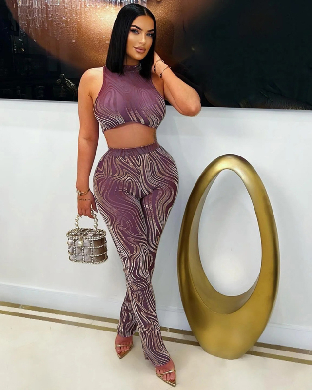 Sleeveless Women Summer Two Piece Pant Set S-XXL